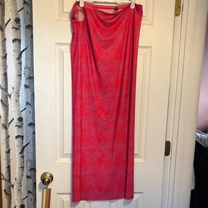 Kendall & Kylie Elegant Red Patterned Women's swimsuit coverup Skirt